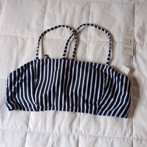 Black & White Striped Bikini Top